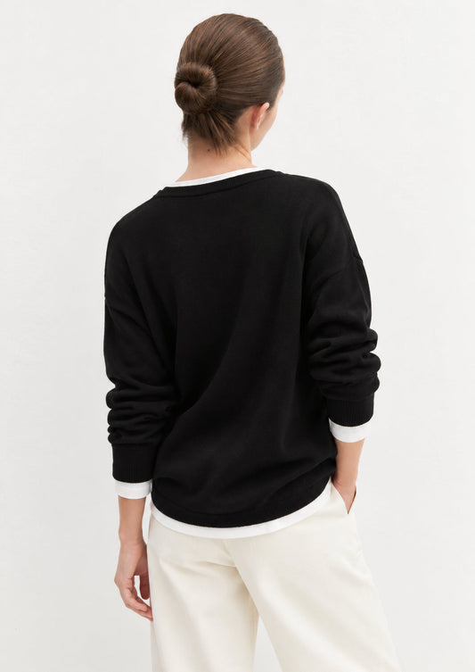 EMME MARELLA - Maglia over in viscosa stretch curvato Nero