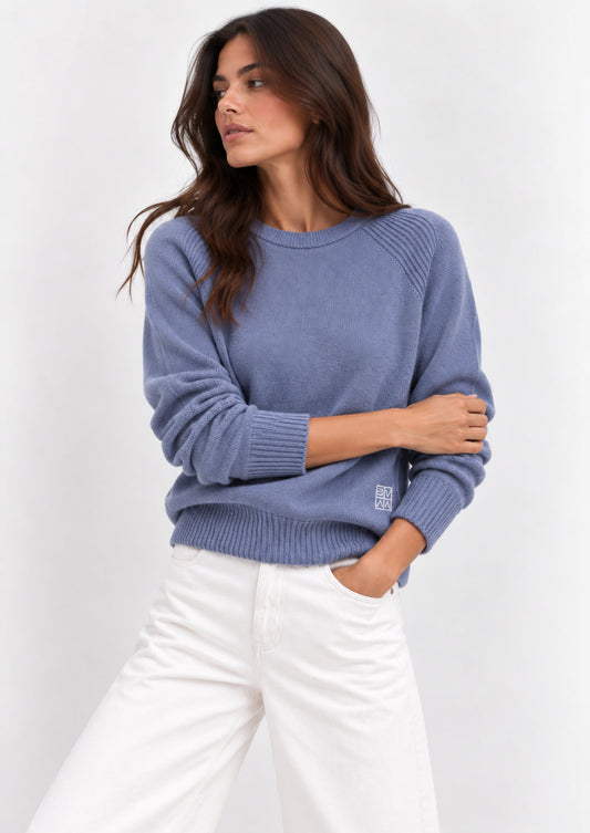 EMME MARELLA - Maglia in filato di misto viscosa stretch danza Blu Ortensia