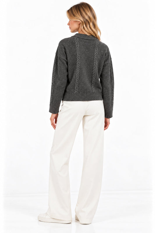 EMME MARELLA - Polo in misto lana con lurex e paillette donata Grigio Melange
