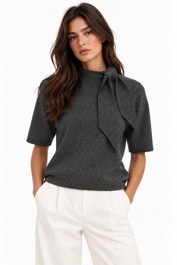 EMME MARELLA - Maglia in filato di misto lana leggero con lurex maggio Grigia