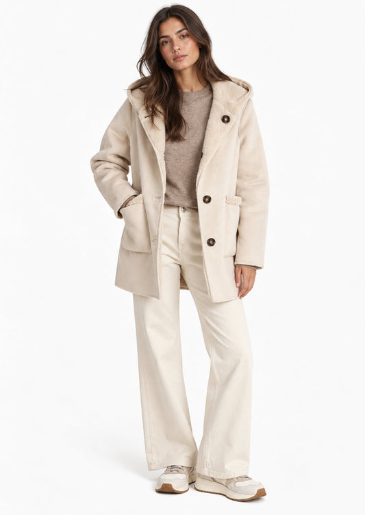 EMME MARELLA - Parka in jersey dal finish vellutato reversibile ottone Beige