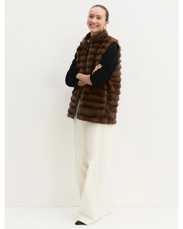 EMME MARELLA - Gilet lungo in jersey baccano Cognac