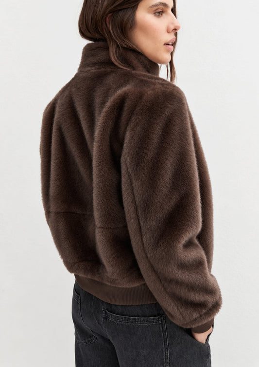 EMME MARELLA - Bomber in tessuto furry patio Tortora