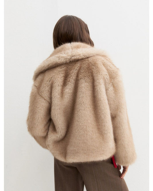 EMME MARELLA - Cappotto corto in jersey furry patio  Ecrù