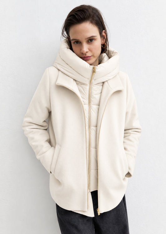 EMME MARELLA - Capospalla in panno soft imbottito sorriso Bianco Panna