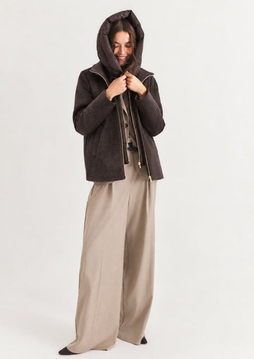 EMME MARELLA - Capospalla in panno soft imbottito sorriso Marrone