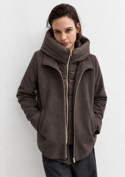 EMME MARELLA - Capospalla in panno soft imbottito sorriso Marrone
