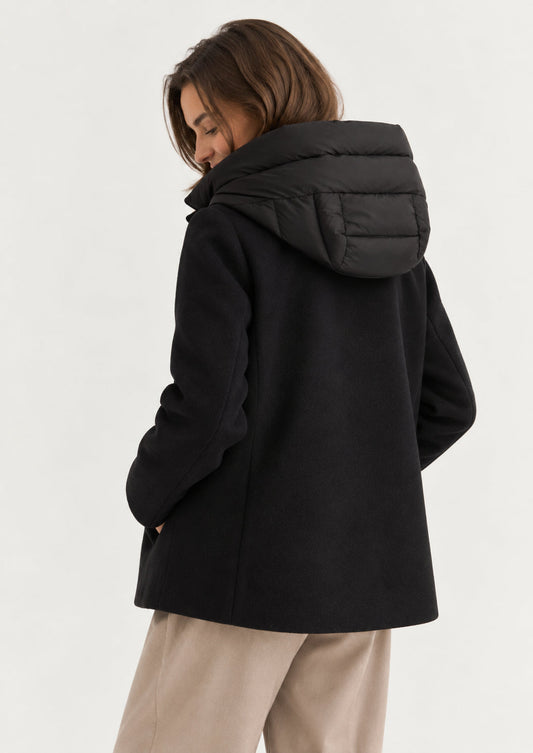 EMME MARELLA - Capospalla in panno soft imbottito sorriso Nero