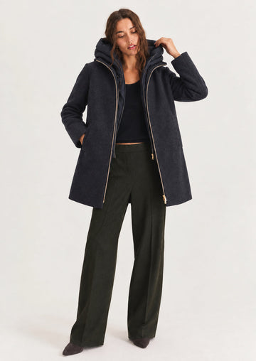 EMME MARELLA - Giubbino in panno soft imbottito con cappuccio bacio Blu Notte