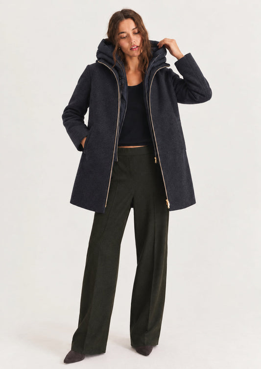 EMME MARELLA - Giubbino in panno soft imbottito con cappuccio bacio Blu Notte