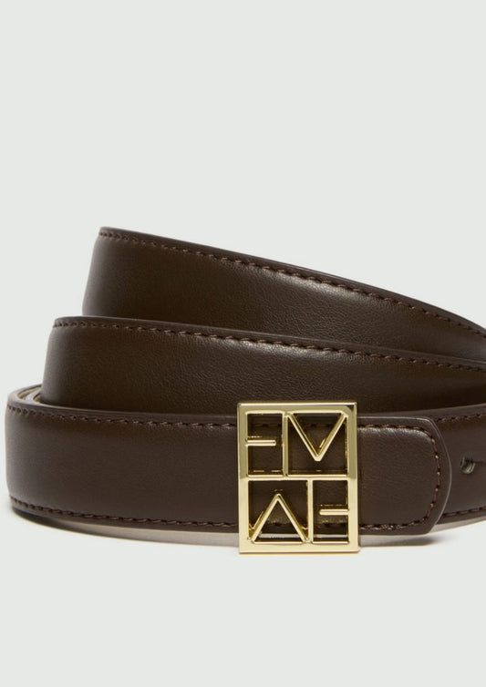 EMME MARELLA - Cintura reversibile con logo vetrino Cuoio