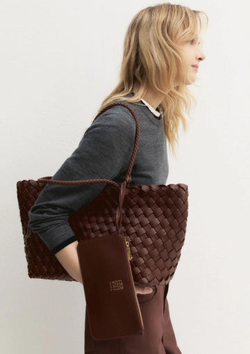 EMME MARELLA - Shopper intrecciata umido Cuoio
