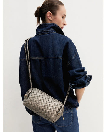 EMME MARELLA - Borsa a tracolla intrecciata Silver