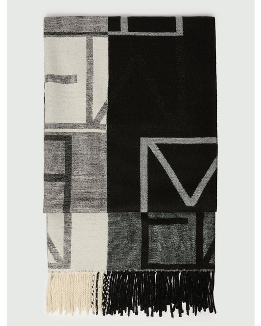 EMME MARELLA - Stola jacquard con logo gattini Nera