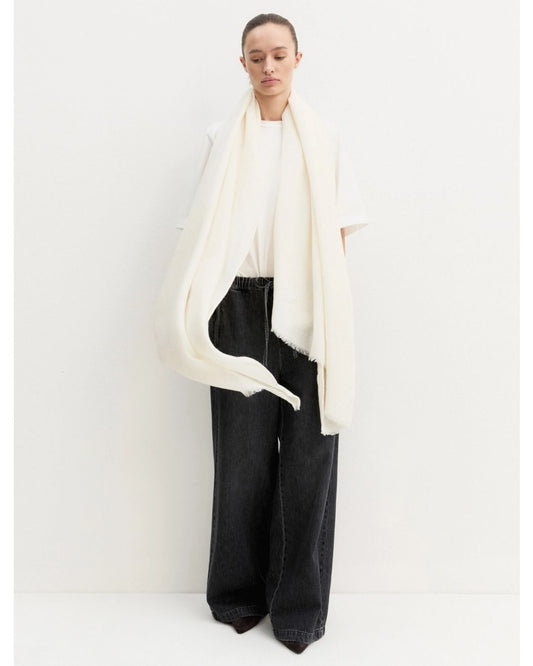 EMME MARELLA - Stola jacquard con logo gattini Panna