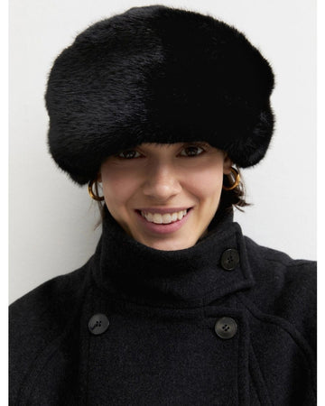 Emme Marella - Berretto con bordo in tessuto furry Nero
