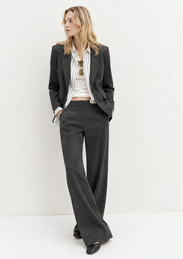 EMME MARELLA - Pantalone dritto in jersey stretch palace Grigio Scuro Melange