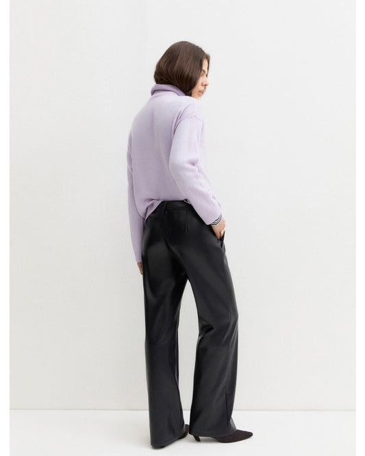 Emme Marella - Pantalone dritto in jersey spalmato Navy