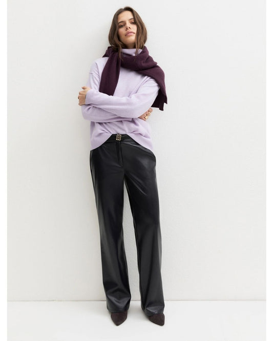 Emme Marella - Pantalone dritto in jersey spalmato Navy