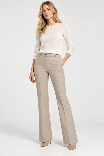 EMME MARELLA - Pantalone slim fit in jersey stretch flare Ecru