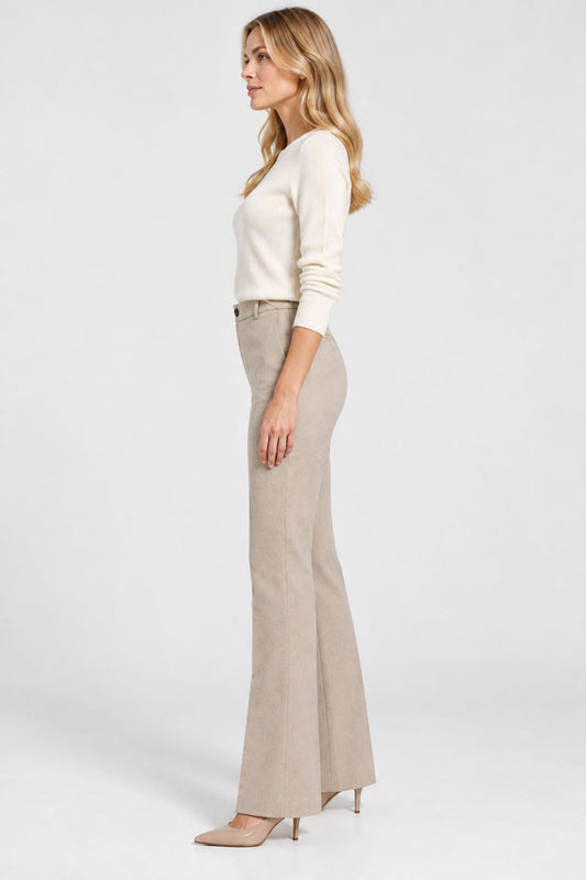 EMME MARELLA - Pantalone slim fit in jersey stretch flare Ecru