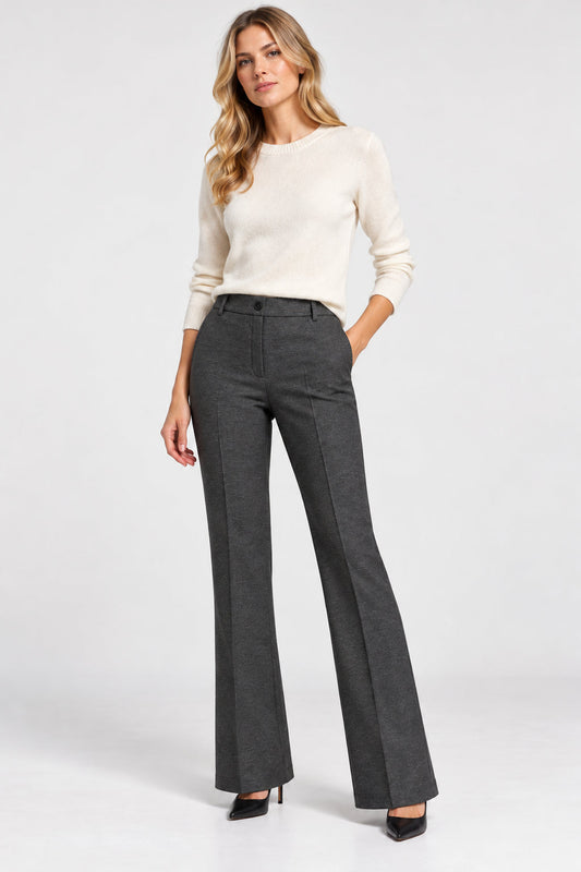 EMME MARELLA - Pantalone slim fit in jersey stretch flare Grigio Scuro Melange