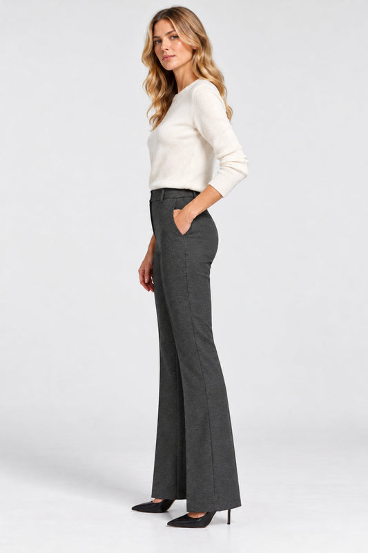 EMME MARELLA - Pantalone slim fit in jersey stretch flare Grigio Scuro Melange