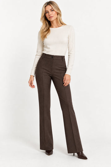 EMME MARELLA - Pantalone slim fit in jersey stretch flare Testa di Moro