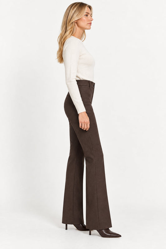 EMME MARELLA - Pantalone slim fit in jersey stretch flare Testa di Moro