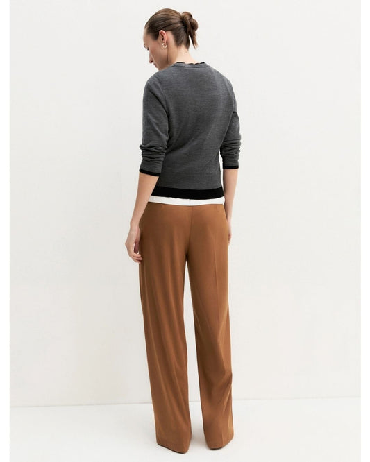 Emme Marella - Pantalone dritto in jersey stretch Cognac