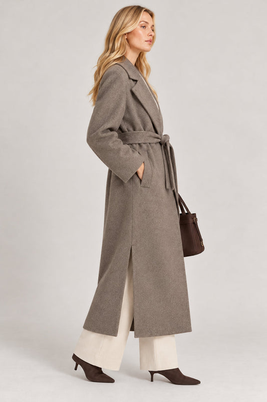 EMME MARELLA - Cappotto in jersey panno soft boero Tortora