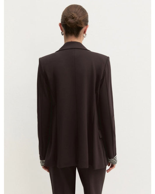 Emme Marella - Blazer doppiopetto semiaderente in jersey Testa moro