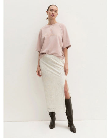 Emme Marella - Felpa over con ricamo Rosa polvere