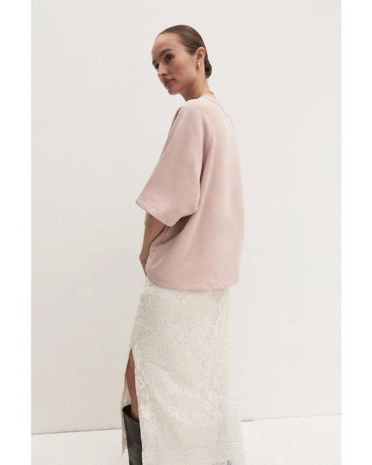 Emme Marella - Felpa over con ricamo Rosa polvere
