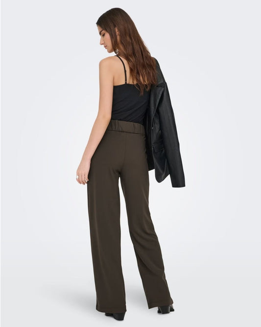 JACQUELINE DE YONG - Pantaloni a gamba larga Donna Marrone Chocolate Brown