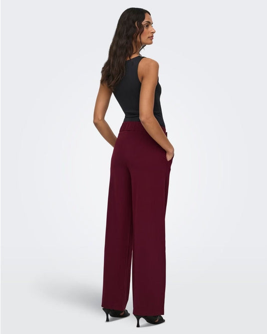 JACQUELINE DE YONG - Pantaloni Wide Leg Donna Rosso Windsor Wine