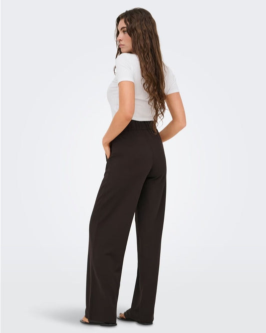 JACQUELINE DE YONG - Pantaloni a gamba larga Donna Marrone Chocolate Torte