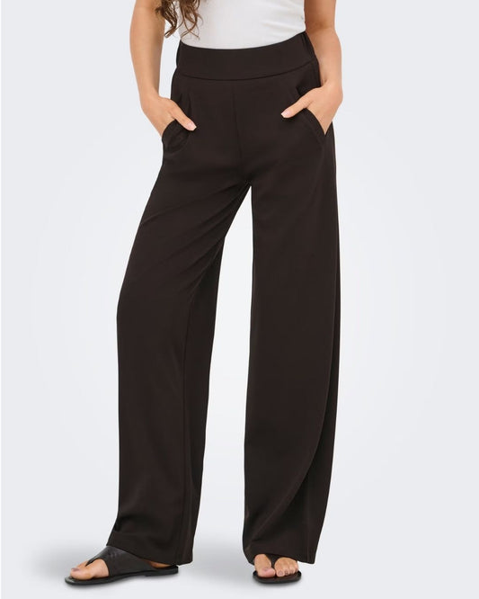 JACQUELINE DE YONG - Pantaloni a gamba larga Donna Marrone Chocolate Torte
