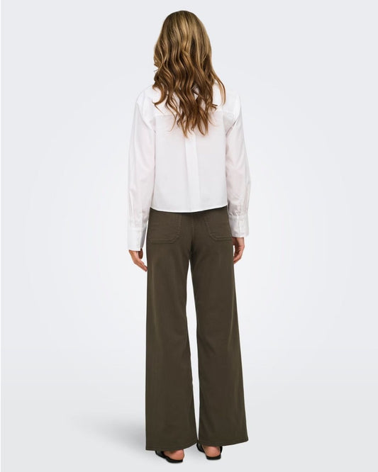 JACQUELINE DE YONG - Pantaloni a gamba larga Donna Marrone Slate Black