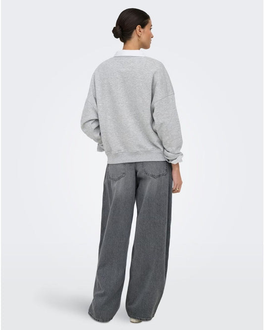 JACQUELINE DE YONG - Felpa Donna Grigio Light Grey Melange