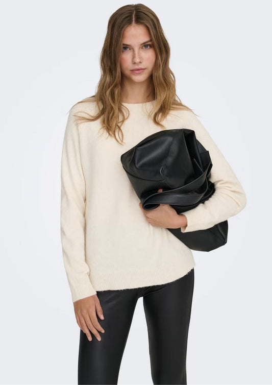Only - Pullover Donna Rica Grigio Betulla