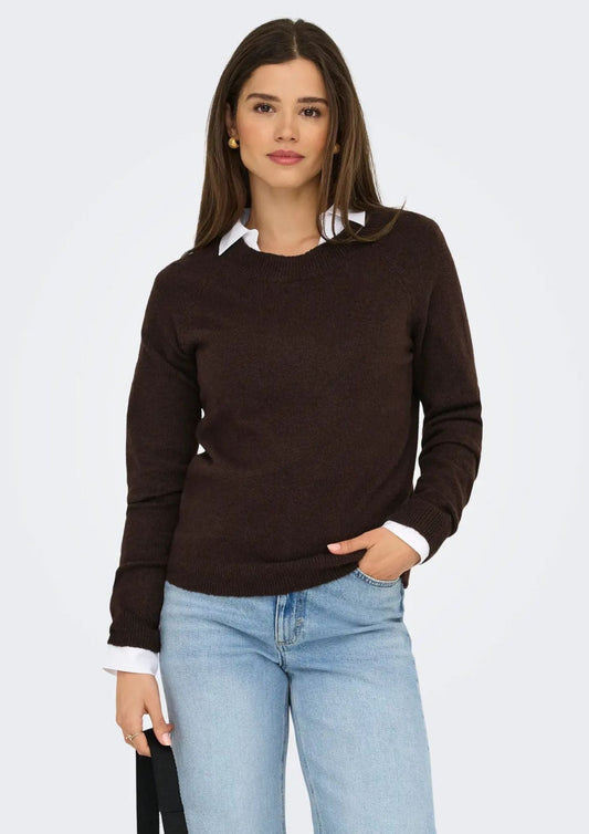 Only - Pullover Donna Rica Marrone Cioccolato