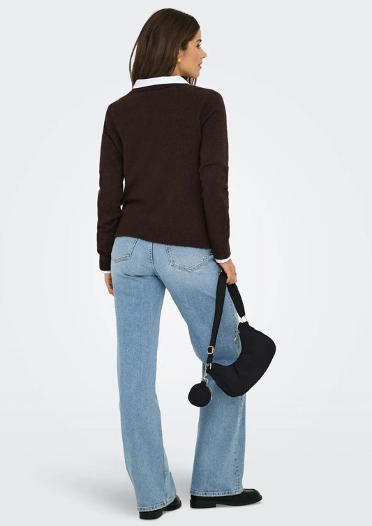 Only - Pullover Donna Rica Marrone Cioccolato