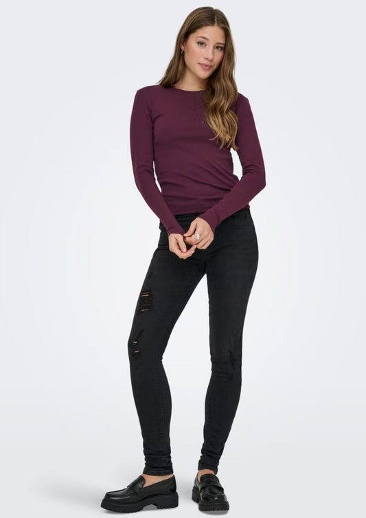 Only - Maglia Donna Riley Bordeaux