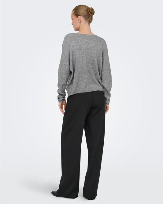 ONLY - Maglione Donna Grigio Light Grey Melange