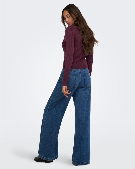 ONLY - Maglia Polo Donna Rosso Fig