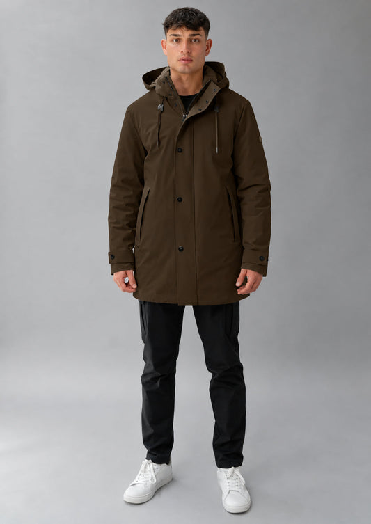 RIHUNIK - Parka non trapuntato con imbottitura intermedia Hhgh 26 Marrone Mill