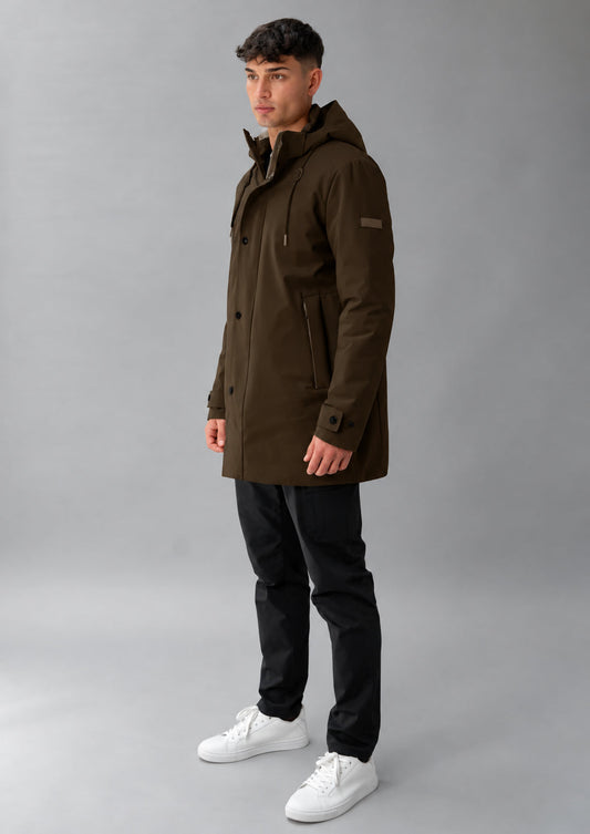 RIHUNIK - Parka non trapuntato con imbottitura intermedia Hhgh 26 Marrone Mill
