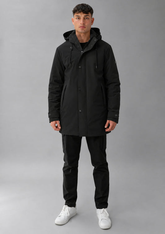 RIHUNIK - Parka non trapuntato con imbottitura intermedia Hhgh 26 Nero