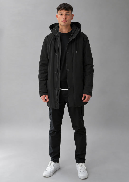RIHUNIK - Parka non trapuntato con imbottitura intermedia Hhgh 26 Nero